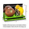 Better Display Cases Acrylic Mini - Miniature (not Full Size) Football and Helmet Display Case with Mirror Case, White Risers and Turf Base (A019-WR) view 2