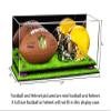 Better Display Cases Acrylic Mini - Miniature (not Full Size) Football and Helmet Display Case with Mirror Case, Purple Risers and Turf Base (A019-PR) view 2