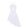 easyforever Girls Spaghetti Straps Mesh Splice Cutout Back Irregular Hem Ballet Dance Gymnastics Leotard Dress White 5-6 view 4