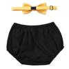 easyforever Unisex Baby Boys Girls Gentleman Birthday Party Outfit Bloomer with Bowtie Set Photo Daily Wear Black&Yellow One_Size view 1