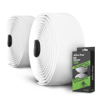 ALIEN PROS Bike Handlebar Tape PU (Set of 2) White - Enhance Your Bike Grip with These Bicycle Handle bar Tape - Wrap Your Bike for an Awesome Comfortable Ride (Set of 2, White)