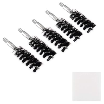 BOOSTEADY 5 Pcs Nylon Bristle Bore Gun Cleaning Brush for Pistol, 50 Professional Square Patches, .260/6.5MM, .17, .22, .357/9MM, .40, .45, .30 Caliber
