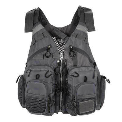 Fly Fishing Vest, Fishing Safety Life Jacket for Swimming Sailing Boating Kayak Floating Multifunction Breathable Backpack for Men and Women Vest/Kayak (Deep Gray, with Foam)