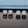 18K White Gold Plated Round Square Cubic Zirconia Simulated Diamond Halo Stud Earrings (2 Pairs) view 2