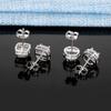 18K White Gold Plated Round Square Cubic Zirconia Simulated Diamond Halo Stud Earrings (2 Pairs) view 3
