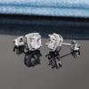 18K White Gold Plated Round Square Cubic Zirconia Simulated Diamond Halo Stud Earrings (2 Pairs) view 4