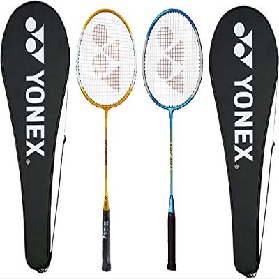 Yonex GR 303 Aluminum Blend Badminton Racquet with Full Cover, Set of 2 (Yellow/Blue)