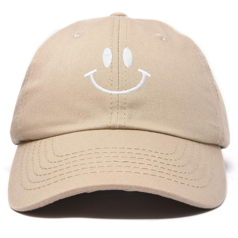 DALIX Smile Baseball Cap Smiling Face Happy Dad Hat Men Women Teens in Khaki