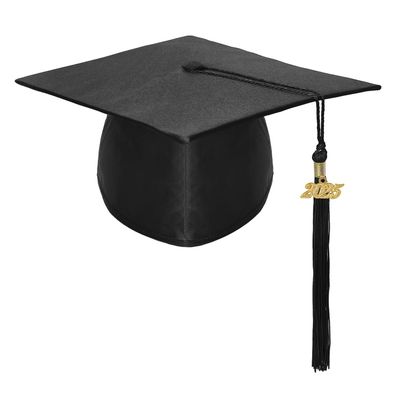 TopTie Shiny Kindergarten Child Size Graduation Cap Hat with 2025 Tassel-Black