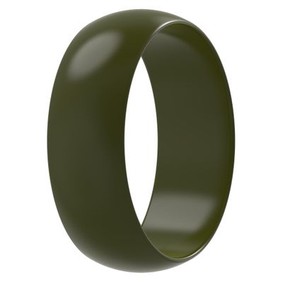 ThunderFit Silicone Wedding Ring for Men - Rubber Engagement Band - Width 8.0mm Thickness 2.0mm (Olive Green, 6-6.5 (16.90mm)