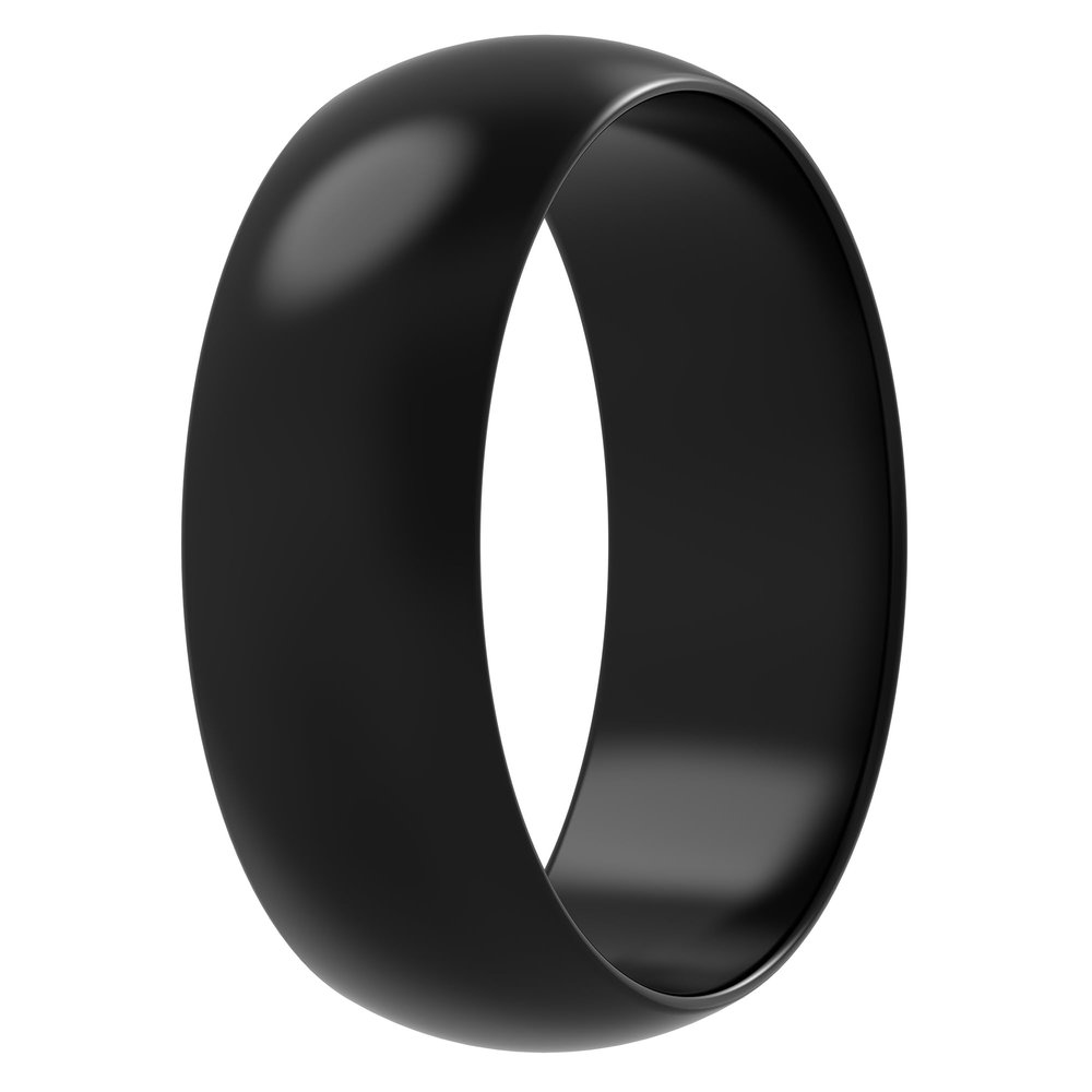 ThunderFit Silicone Wedding Ring for Men - Rubber Engagement Band - Width 8.0mm Thickness 2.0mm (Black, 13-13.5 (22.80mm)