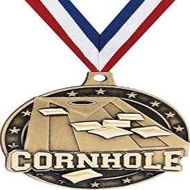 Cornhole Medals, 2" Gold Cornhole Medal Award with Free Custom Engraving 50 Pack