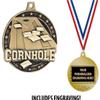 Cornhole Medals, 2" Gold Cornhole Medal Award with Free Custom Engraving 50 Pack view 2