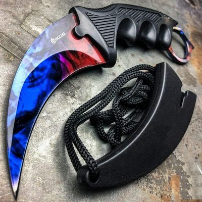 TruBlu Supply Doppler Karambit Hawkbill Full Tang Neck Knife w/ABS Sheath (Limited Edition) (Marble Fade)