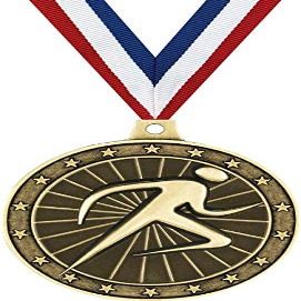 Crown Awards Running Medals, 2" Gold Abstract Runner Medal Award with Free Custom Engraving 50 Pack
