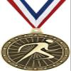Crown Awards Running Medals, 2" Gold Abstract Runner Medal Award with Free Custom Engraving 50 Pack view 1
