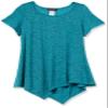 Star Vixen Women's Petite Short SLV Flattering Hanky Hem Sweater Knit Top, Teal, PS view 1
