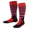 FALKE Unisex Kids SK2 Intermediate Stripes Ski Socks, Medium Cushion, Patterned, Breathable Quick Dry, Merino Wool, Orange (Samba Orange 8182), 10-12.5, 1 Pair view 1