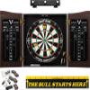 Viper by GLD Products Vault Cabinet with Shot King Sisal Dartboard, Shadow Buster Dartboard Lights, Steel Tip Dart Accessories Kit & The Bull Starts Here Throw Line Marker, Black view 1