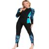 Cokar Women's One Piece Surfing Swimsuit Long Sleeve Sun Protection Rashguard, Blueflower, XX-Large view 1