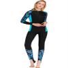Cokar Women's One Piece Surfing Swimsuit Long Sleeve Sun Protection Rashguard, Blueflower, XX-Large view 4