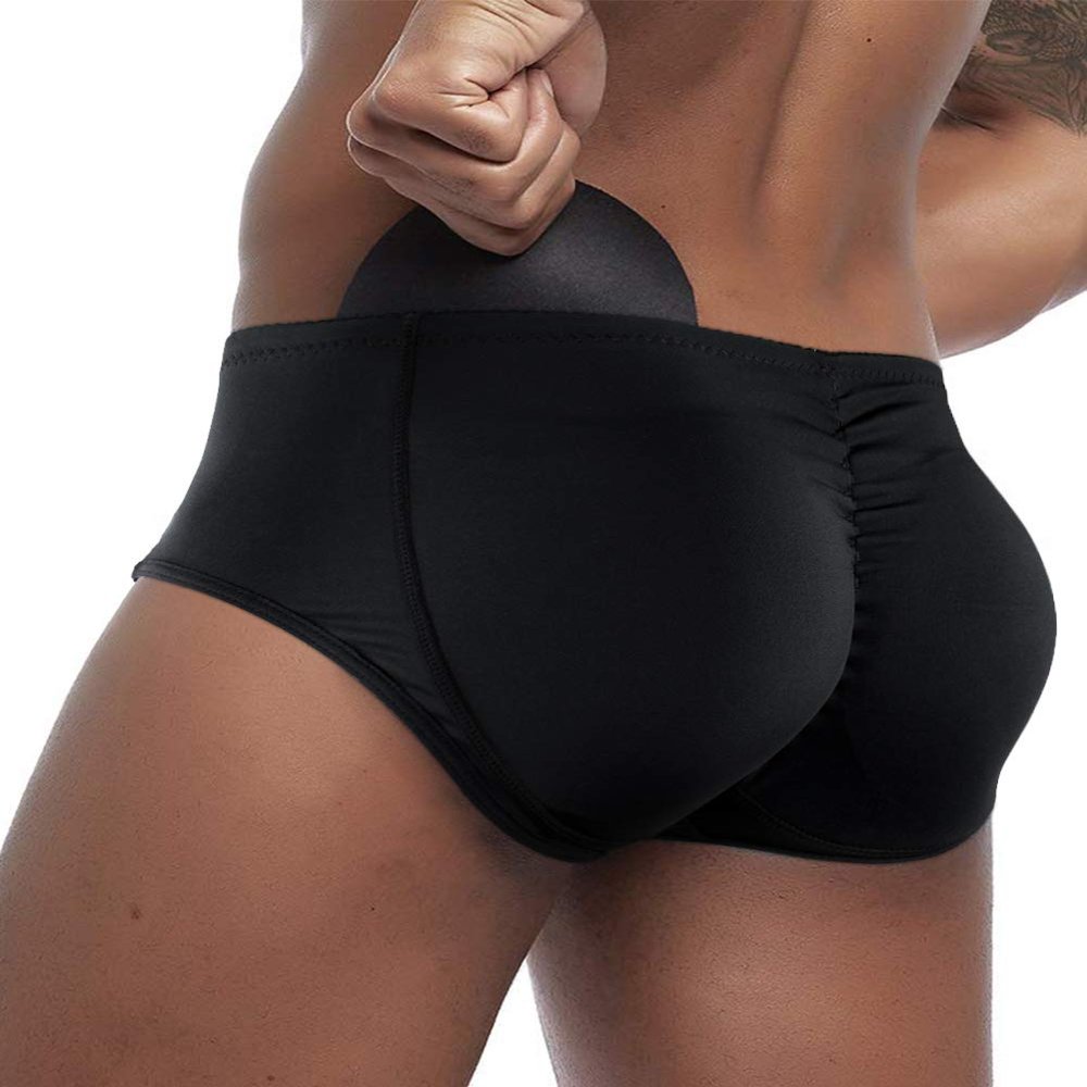 NonEcho Men Padded Brief Shapewear Shorts Butt Booster Underwear Hip-up Body Shaper Boxer Enhancer X-Large
