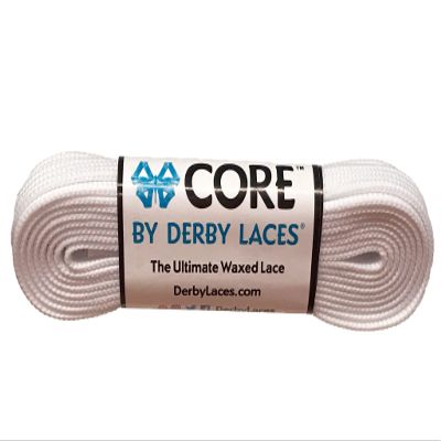 Derby Laces CORE Narrow 6mm Waxed Lace for Figure Skates, Roller Skates, Boots, and Regular Shoes (White, 45 Inch / 114 cm)