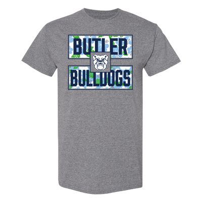 AS1175 - Butler Bulldogs Hibiscus Pattern Blocks T Shirt - 2X-Large - Graphite Heather