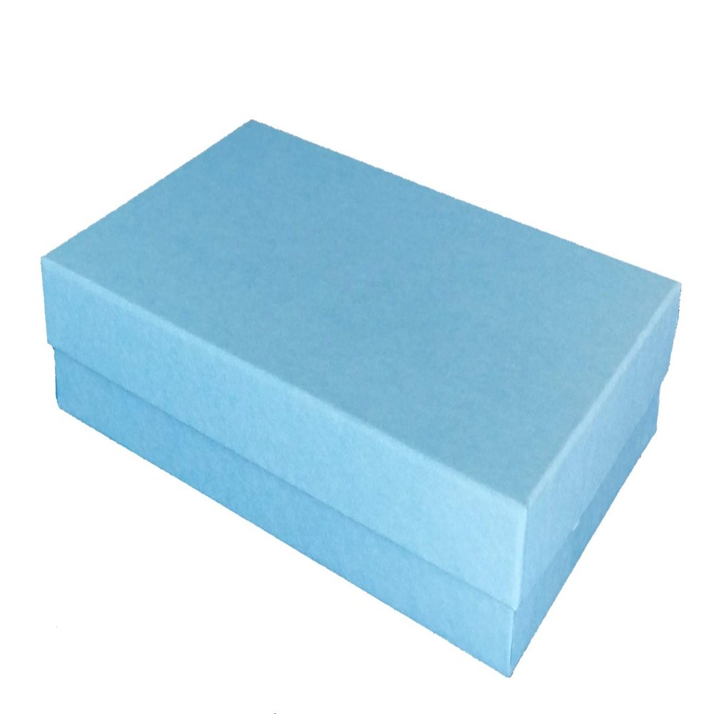 888 Display - Pack of 10 Boxes of 5 7/16" x 3 1/2" x 1"H Light Blue Kraft Cotton Filled Jewelry Boxes