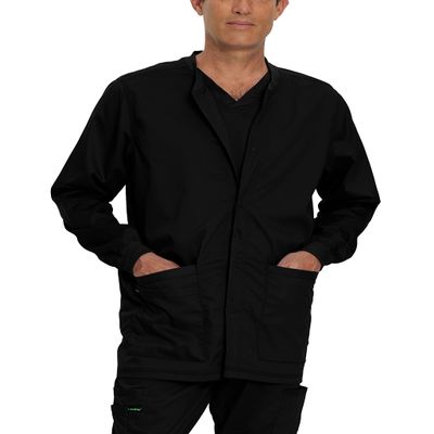Landau Proflex Tailored Fit Stretch 3-Pocket Warm-Up Scrub Jacket for Men 3170 Black