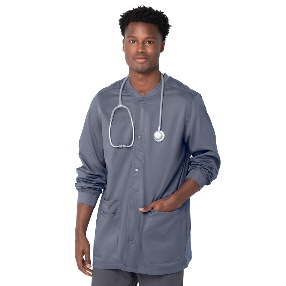 Landau Proflex Tailored Fit Stretch 3-Pocket Warm-Up Scrub Jacket for Men 3170 Steel XXL