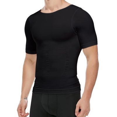 Men's Slimming Body Shaper Vest Undershirt Abs Abdomen Slim Tank Top (Black, XXX-Large)