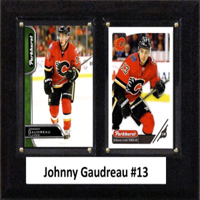 C&I Collectables NHL Calgary Flames Mens 68GAUDREAUNHL 6"x8" Johnny Gaudreau Calgary Flames Two Card Plaque, Brown, N/A