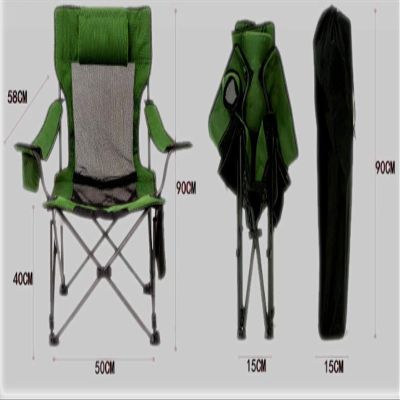 Cherish_2019 2019 New Outdoor Folding Chair Office Lunch Break Recliner Portable Beach Chair Back Fishing Chair Wild Camping Home Leisure Chair (Green mesh Short Recliner Pocket)