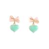 HAPPYAN Fashion Clip On Earrings for Women Charm Enamel Heart Bowknot No Pierced Earrings (Bow-knot heart) view 1
