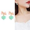 HAPPYAN Fashion Clip On Earrings for Women Charm Enamel Heart Bowknot No Pierced Earrings (Bow-knot heart) view 2