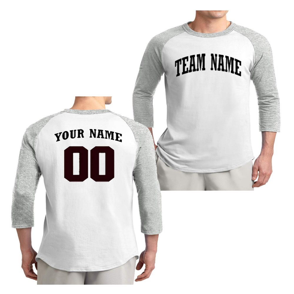 Custom 3-Quarter Sleeve Baseball T-Shirt (Grey, Adult X-Small)
