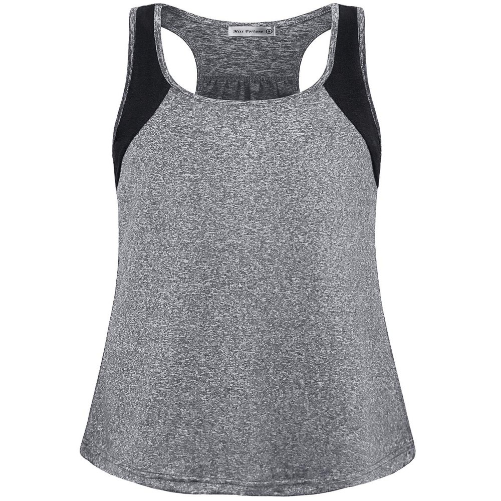 MISS FORTUNE Running Tank Tops for Women, Active Wear Tops Workout Clothes Loose Fit Sleeveless Exercise Shirts Sports Wear Blue 3X