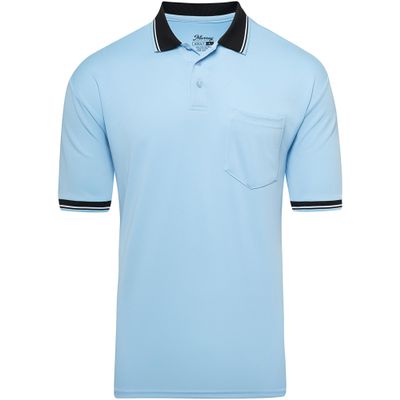 Murray Sporting Goods Short Sleeve Polo Baseball and Softball Umpire Shirt - Sized for Chest Protector (Light Blue, Medium)