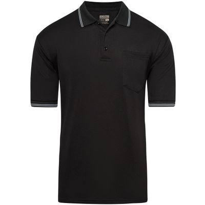 Murray Sporting Goods Short Sleeve Polo Baseball and Softball Umpire Shirt - Sized for Chest Protector (Black, Small)