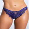 Yandy Womens Sheer Floral Lace Boyshort Cheeky with Scalloped Trim Navy Blue Small view 3