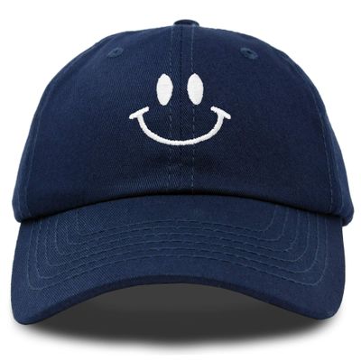 DALIX Smile Baseball Cap Smiling Face Happy Dad Hat Men Women Teens Navy Blue
