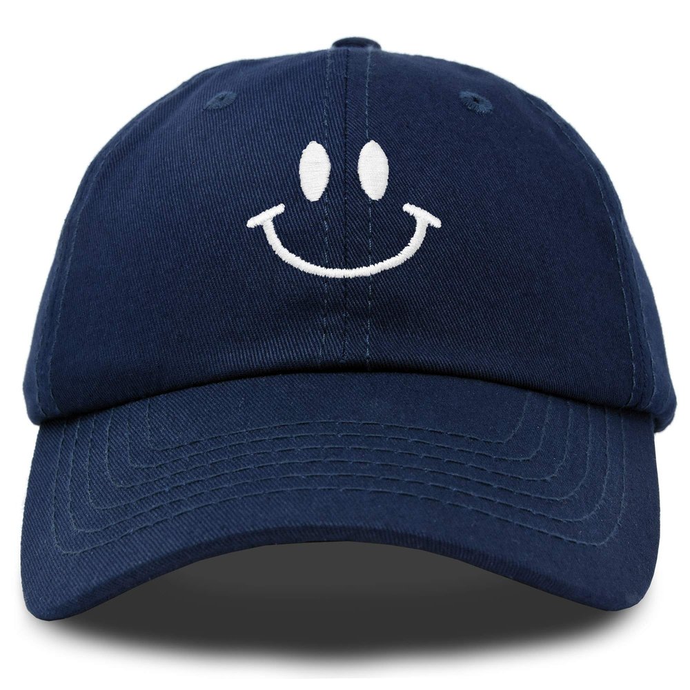 DALIX Smile Baseball Cap Smiling Face Happy Dad Hat Men Women Teens Navy Blue