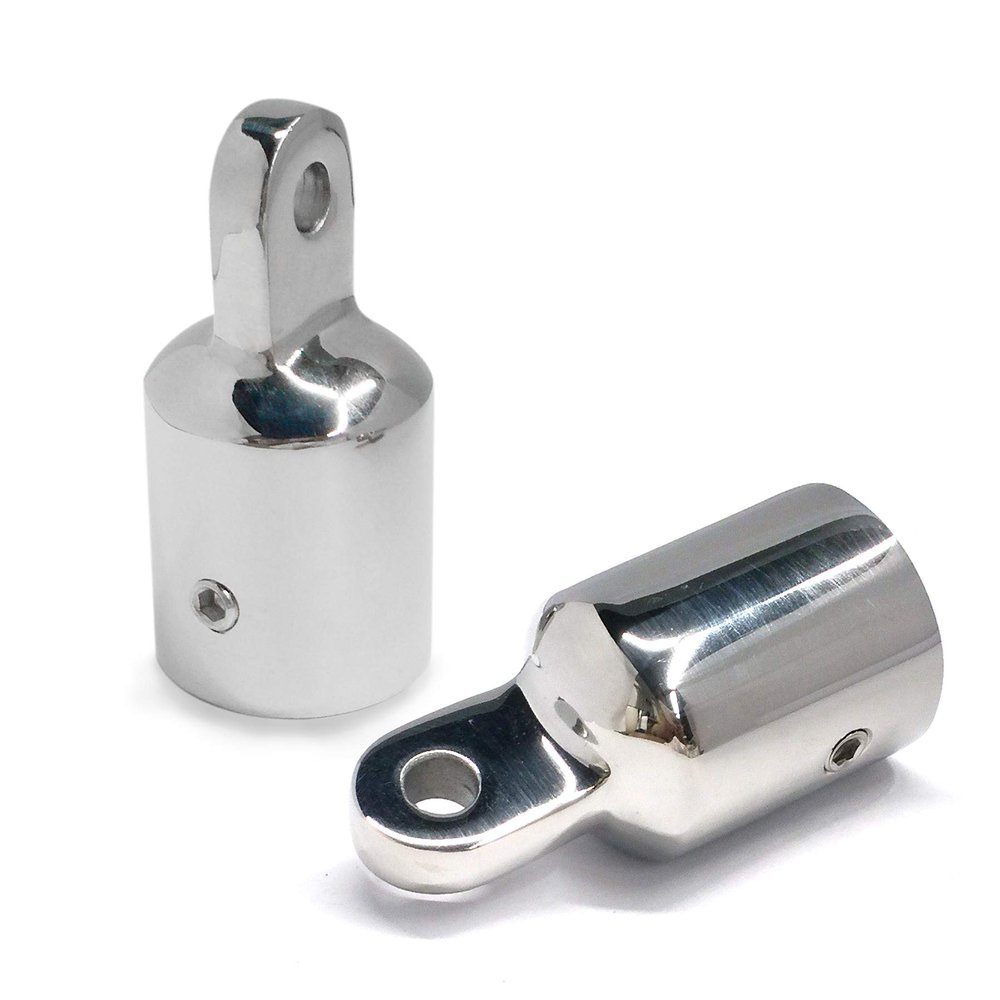 Pair 316SS Heavy Duty7/8 ID Bimini Top Cap External Eye End Boat Fittings Marine Hardware, Fits 7/8" OD Round Tube