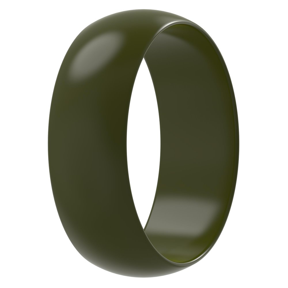 ThunderFit Silicone Wedding Ring for Men - Rubber Engagement Band - Width 8.0mm Thickness 2.0mm (Olive Green, 11-11.5 (21.00mm)