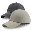 2 Pack Baseball Caps Golf Dad Hats,Ajustable Vintage Washed Cotton Ball Cap for Men Women(Khaki+Black) view 1