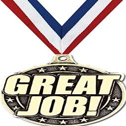 Great Job Medals, 2" Gold Great Job Medal Award with Free Custom Engraving 100 Pack