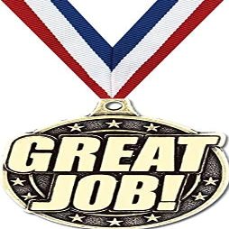 Great Job Medals, 2" Gold Great Job Medal Award with Free Custom Engraving 100 Pack