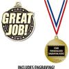 Great Job Medals, 2" Gold Great Job Medal Award with Free Custom Engraving 100 Pack view 2