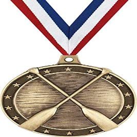 Rowing Medals, 2" Gold Crossed Oars Rowing Medal Award with Free Custom Engraving 20 Pack Prime
